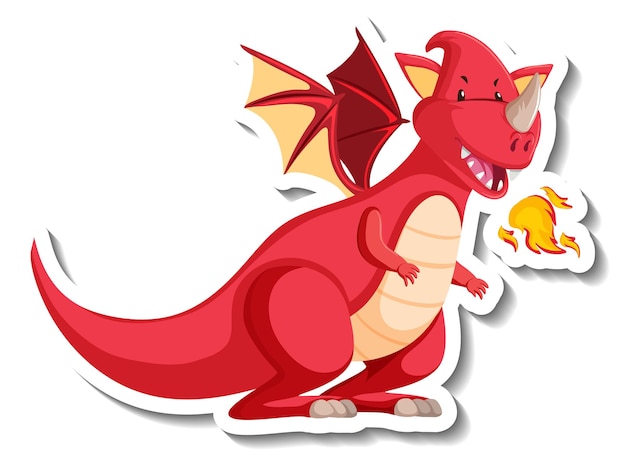 Fire breathing dragon cartoon character sticker