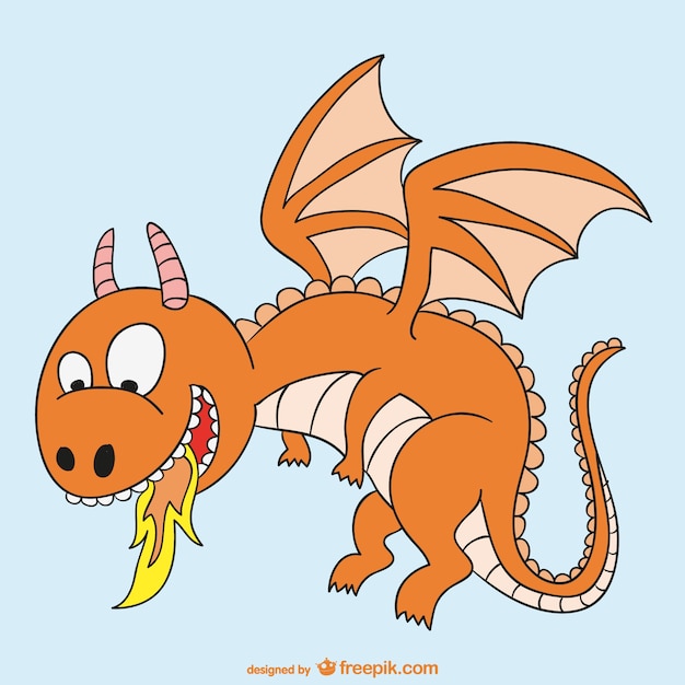 Free Vector fire dragon cartoon