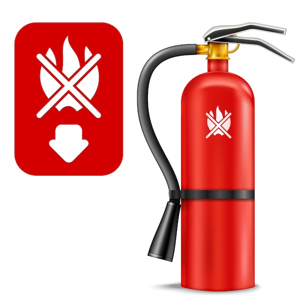 Fire Extinguisher and Sign isolated