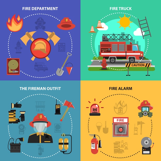 Free Vector fire fighting set