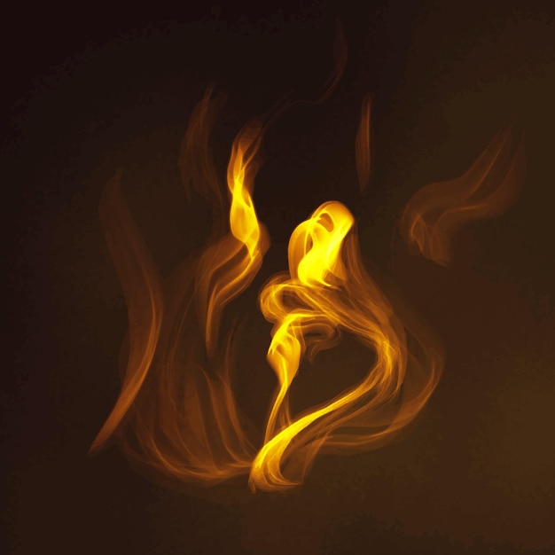 Fire flame element vector in black background