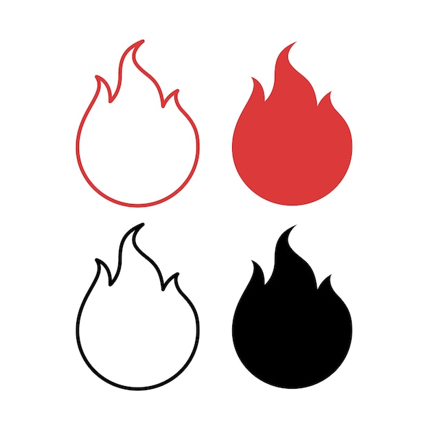 Free Vector fire icon black and red set