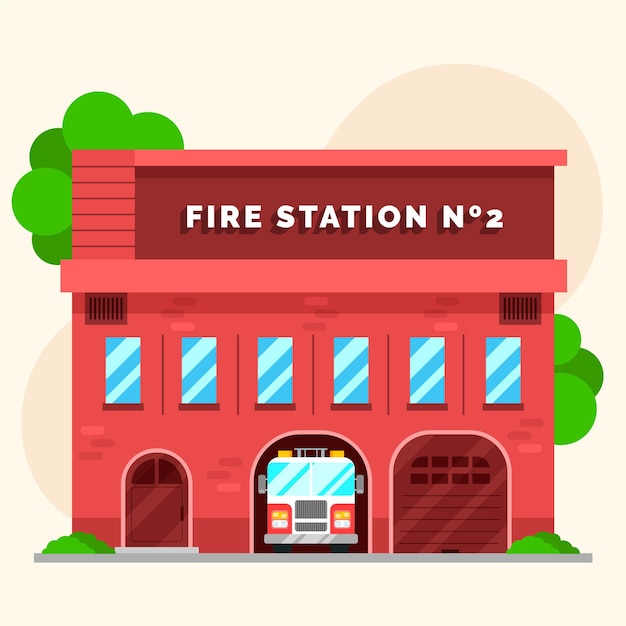 Fire station department flat design