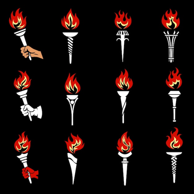 Free Vector fire torch set.