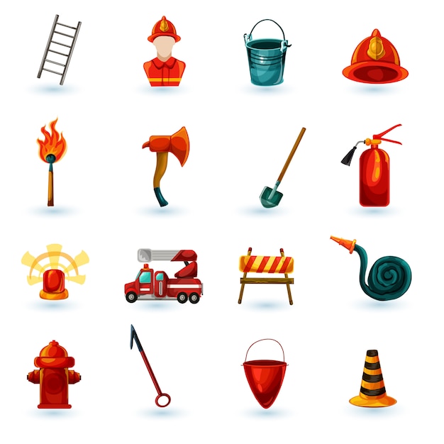 Free Vector firefighter icons set