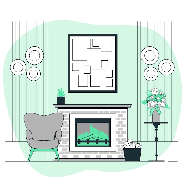 Free Vector fireplace concept illustration