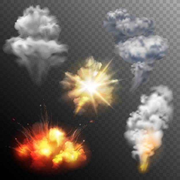 Firework explosions shapes set