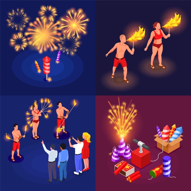 Fireworks 2x2 Isometric Set