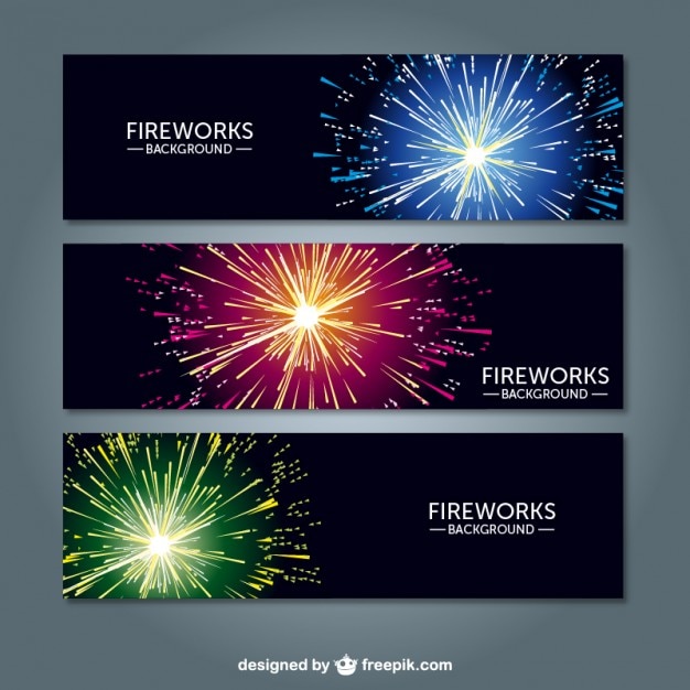 Free Vector fireworks banners