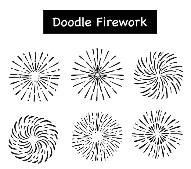 Free Vector fireworks doodle. logo burst doodle beam radial fireworks vector