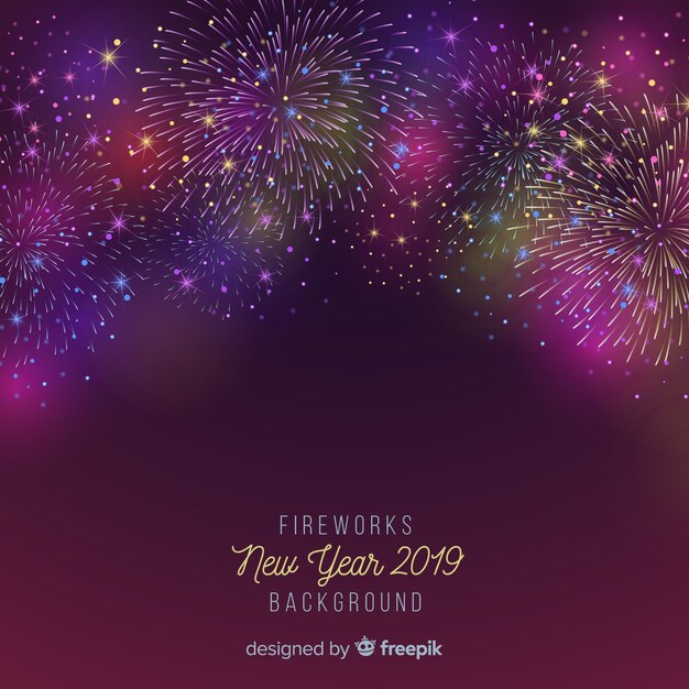 Fireworks new year 2019 background