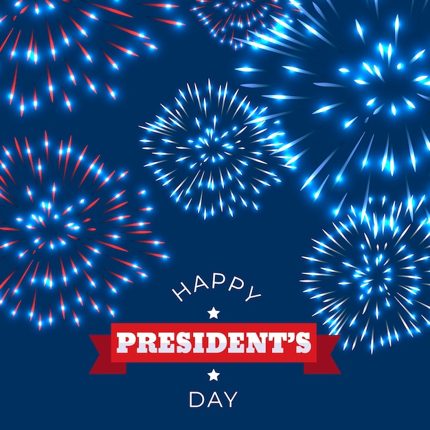 Free Vector fireworks presidents day concept