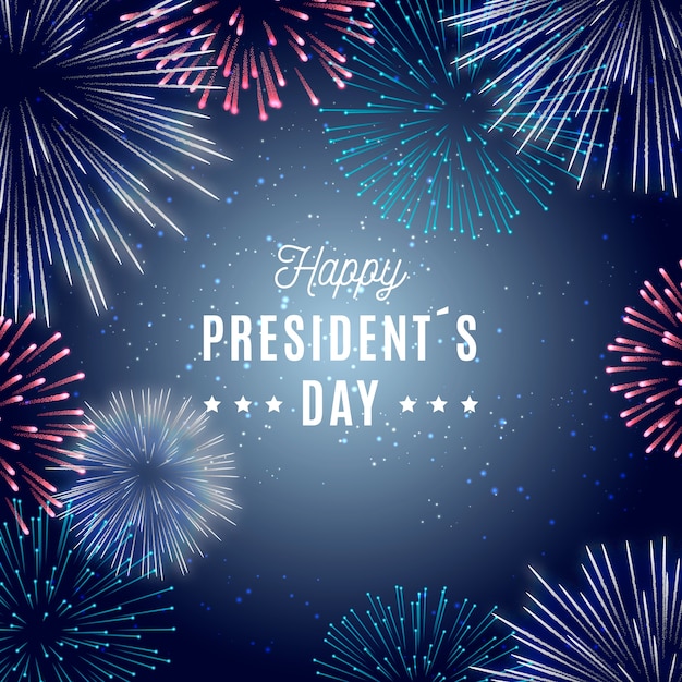 Free Vector fireworks presidents day theme