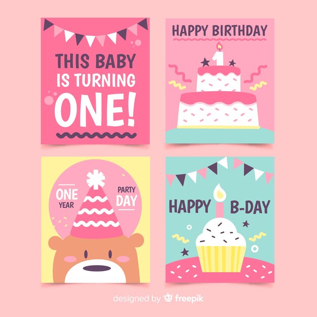 First birthday cards pack