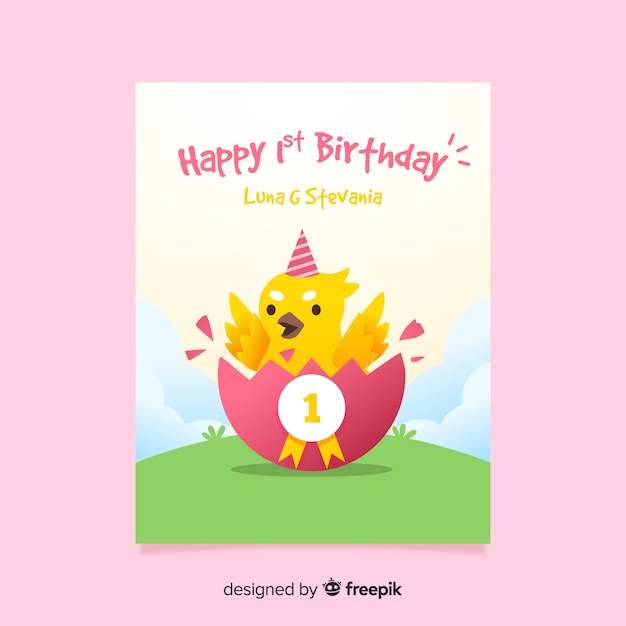 First birthday chicken invitation