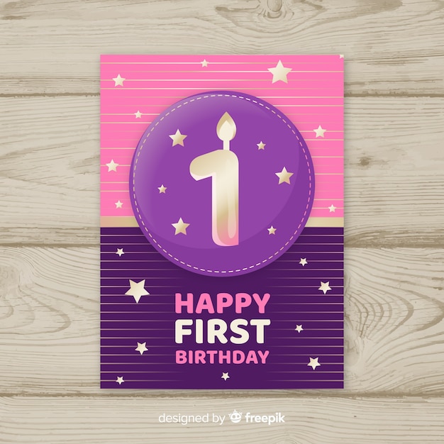 Free vector first birthday golden number card template