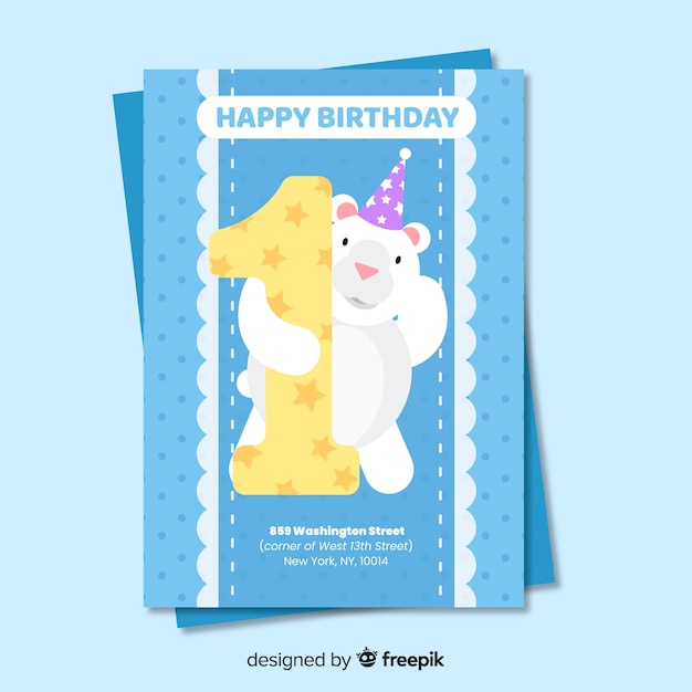 Free vector first birthday peeping out bea invtation