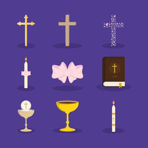 Free Vector first communion icons