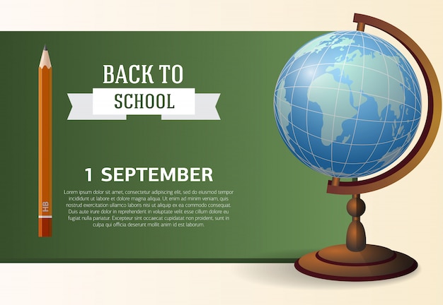 First of September, back to school poster design with chalkboard