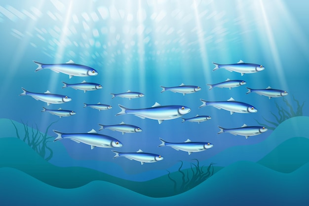 Fish colony illustration