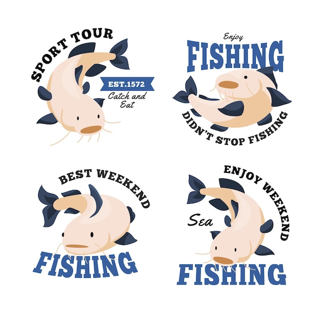 Free vector fishing badge collection