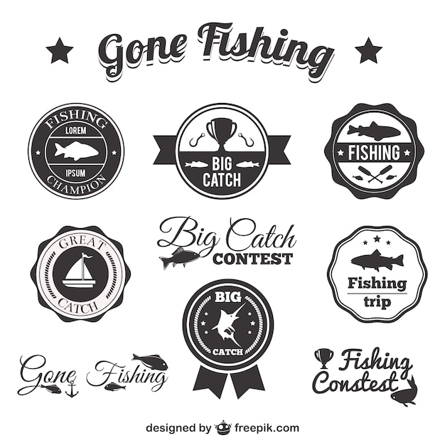 Free Vector fishing badges pack