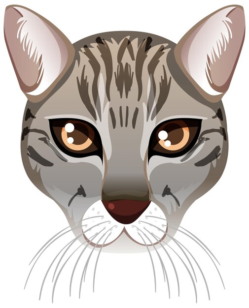 Fishing cat face in cartoon style on white background