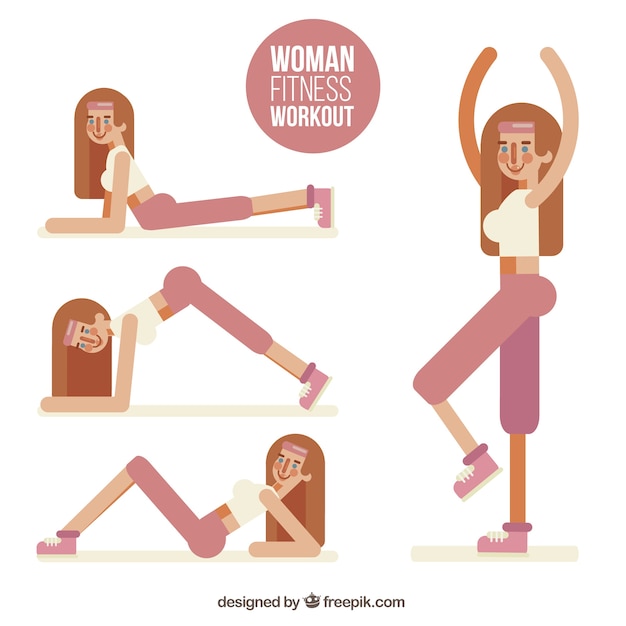 Free Vector fit woman in different positions