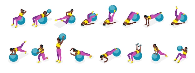 Free Vector fitness ball exercise icons