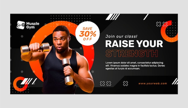 Fitness center banner design template