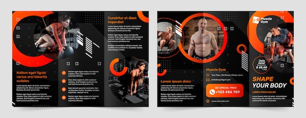 Free Vector fitness center brochure design template