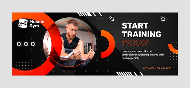 Fitness center facebook cover design template