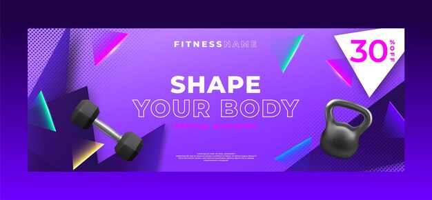 Fitness center facebook cover design template