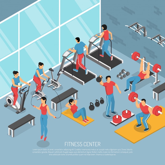 Fitness Center Interior Isometric illustration 