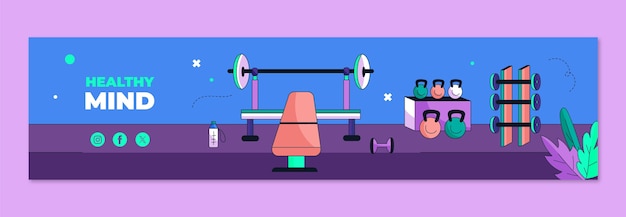 Free Vector fitness center  twitch banner