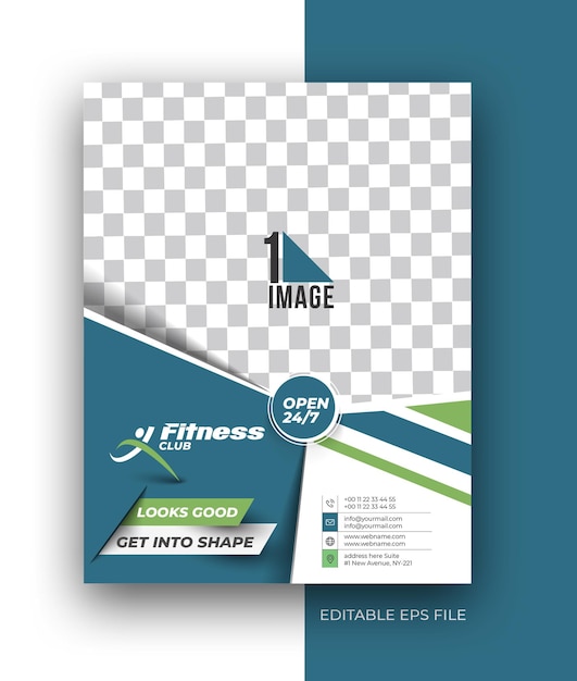 Fitness Club A4 Brochure Flyer Poster Design Template.