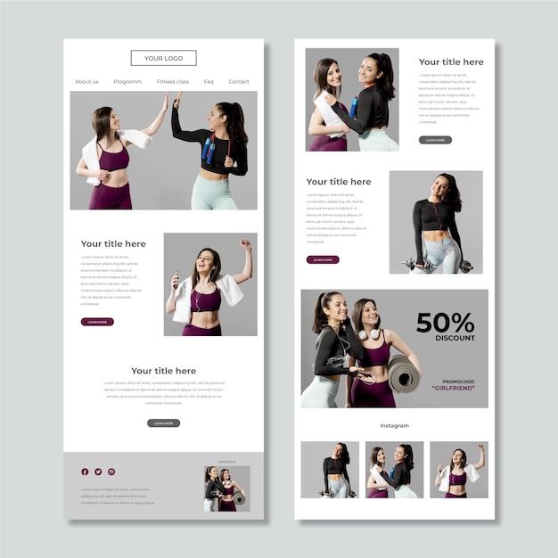 Free Vector fitness email newsletter template