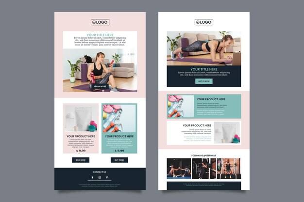 Fitness email template with photos