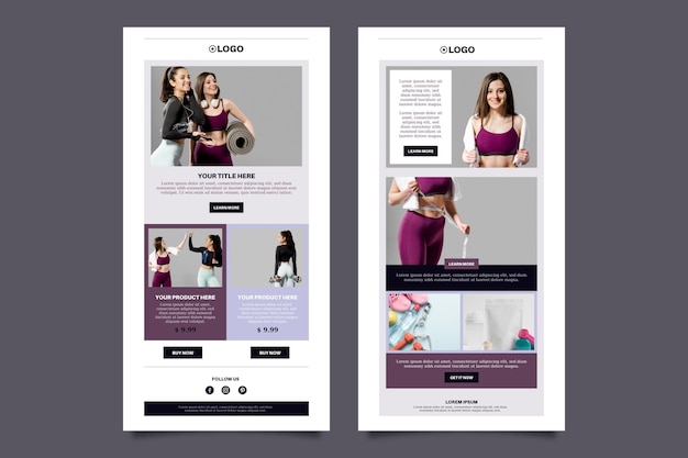 Free Vector fitness email with photos