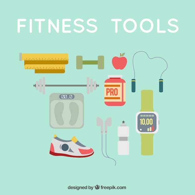 Free Vector fitness equipment pack in flat design