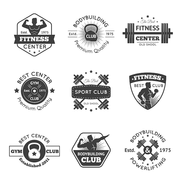 Free Vector fitness gym emblems set