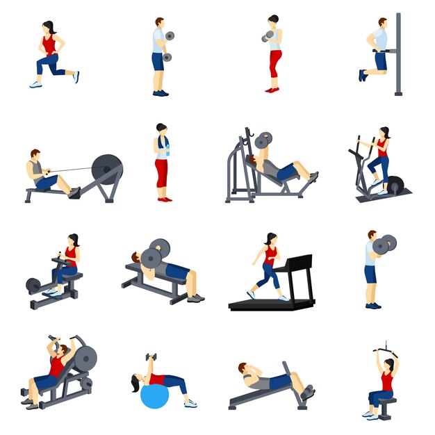 Fitness Gym Training Icons Set