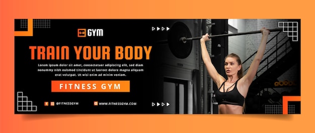 Free Vector fitness gym training twitter header