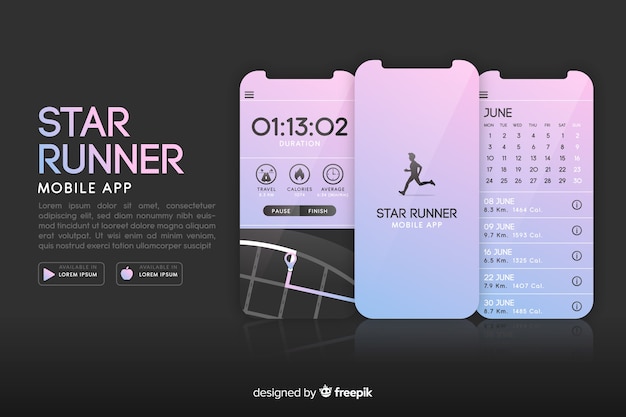 Fitness mobile app infographic flat design