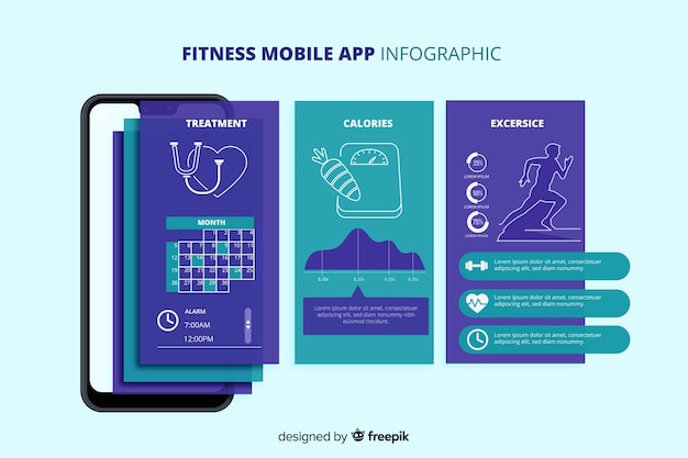 Free Vector fitness mobile app infographic template