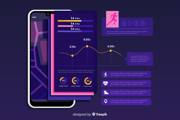 Fitness mobile app infographic template