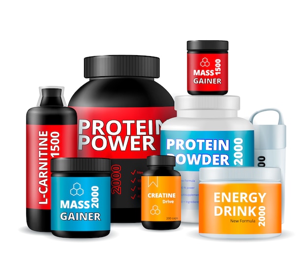 Fitness supplements bottles composition 