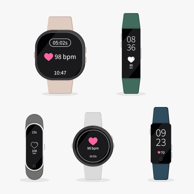 Fitness trackers in flat design