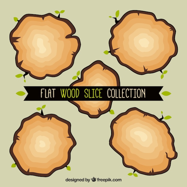 Free Vector five flat slices wooden