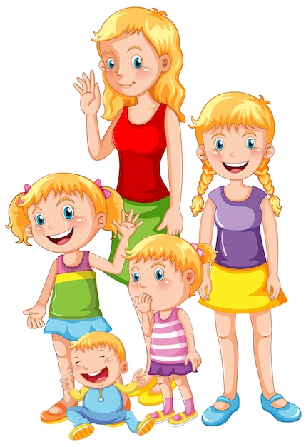 Free Vector five girls with different age